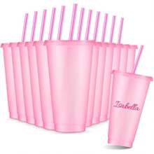 12 Pcs Reusable Glitter Cups With Lids And Straws 24 Oz Plastic Tumbler Iced Coffee Cup Travel Mug Party Cups For Smoothie Juice Birthday Sleepover Party Supplies For Girls(Light Pink) - 1 - Xem 2