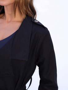 Women's Trench Coat In Premium Tailoring With Thermal Lining - Black - View 6