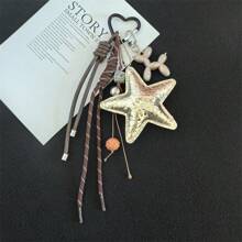 Style Large Star Baseball Woven Rope Bag Charm Creative Handmade Woven Phone Lanyard Keychain For Bag Car Accessories For Women
