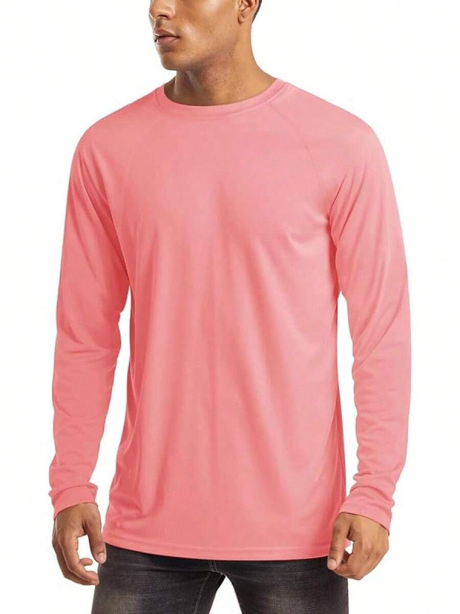 Men's Long Sleeve Shirts UPF 50+ UV Sun Protection Athletic Shirts For Hiking Running Workout Rash Guard-2025 - Watermelon Red - View 1
