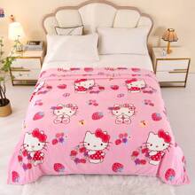 Sanrio Summer Quilt/Air Conditioning Quilt/Suitable For Hot Sleepers Sanrio And Hello Kitty Printed Thin Blanket, Soft Durable Nap Mat With Cartoon Print
