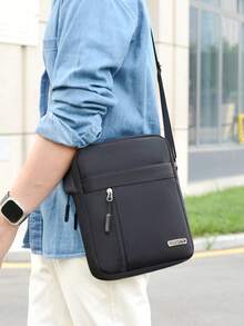 男士尼龙斜挎手机包，多层拉链信使单肩包手提包和钱包，适合商务旅行 - 彩色 - 查看 11