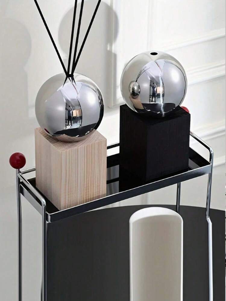 1 set Diffusore sferico elegante in acciaio inossidabile - senza luce, senza profumo, perfetto per la decorazione di casa e hotel, interno, centrotavola estetico | Design minimalista | Superficie riflettente - Multicolore - Visualizzare 4