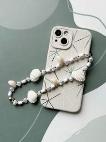 Cadena para teléfono con estilo marino de estrella de mar y concha de tortuga, pulsera decorativa con cuentas, cordón para llavero, ornamento de cordón