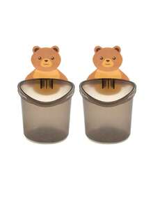 2 件免钉小熊架子壁挂式牙刷牙膏杯香皂梳浴室收纳整理架 - 彩色 - 查看 11