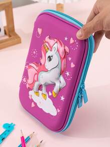 Large Capacity Multi-Functional Stationery Box With Random Zipper Pull, Essential For Back To School