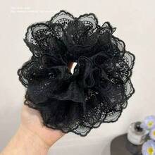1 件女士优雅蕾丝发圈，马尾辫固定器，适合裙子，日常佩戴装饰发饰，春夏季，波西米亚风格，发圈，发圈，发球，休闲，洗脸，发饰 - 白色 - 查看 12