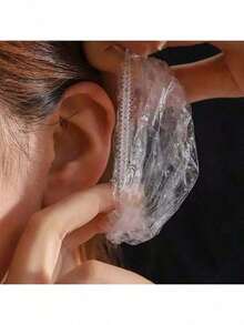 200pcs Disposable Ear Protectors Waterproof Ear Covers Plastic Shower Ear Protector Caps For Bathing Accessories Ear Cover Caps For Hair Dye Spa Salon,Waterproof Transparent Ear Pads, Designed To Fit The Contour Of The Ear, Stable And Not Fall Off, Suitable For Various Sizes Of Ears, Can Effectively Protect The Ears When Taking A Shower - Multicolor - View 7