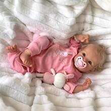 Realistic Reborn Baby Dolls Blonde Girl Lifelike Blue Eyes Girl Soft Body That Look Real Life Newborn Baby Dolls 18 Inch Reborn Doll High-End Gift For Kids Age 3+