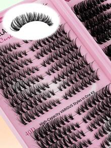 Set de 3 piezas: 1 caja de pestañas postizas negras y 1 pegamento para pestañas de doble cara y una pinza para cejas en ángulo rosa, pestañas falsas VBS30D/40D D/100A/100D, 32 hebras de pestañas cuadradas en caja, psemiles largos y definidos con tallos suaves y finos, 5ml + 2 súper fuerte, pegamento de cejas 2 en 1, adecuado para maquillaje diario/fiesta, edición limitada para fiestas y artículos de maquillaje