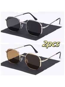 1 Pair Men's Geometric Fashion Fashion Glasses, Classic Luxury Design With Delicate Eyeglass Case, Suitable For Daily Life Accessories And Driving