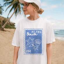 Plus Size Beach Stamp Tee | Coastal Granddaughter Shirt, Cute Summer Graphic Tee, Beachy Shirt,  Oversized  Tee, Beachwear Shirt - 白色 - 查看 2