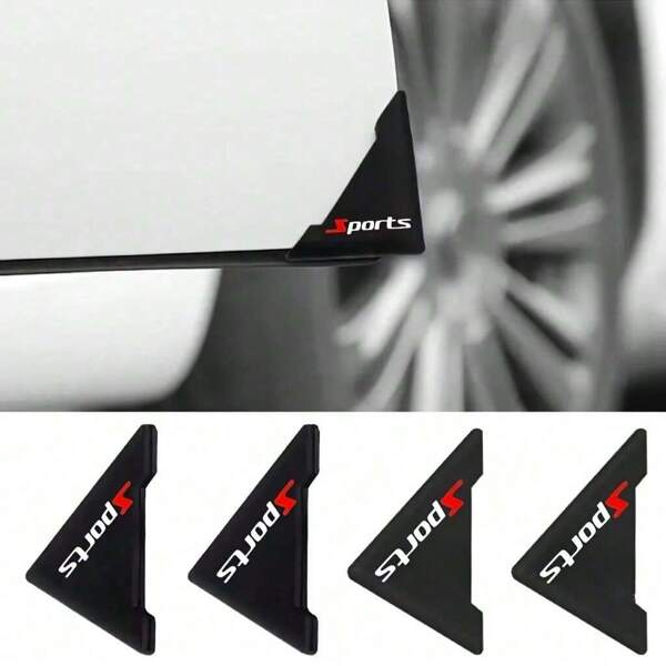 4pcs Universal Sports Pattern Silicone Anti-Scratch Car Door Corner Protector, Easy-To-Install PVC Material For Vehicle Door Protection