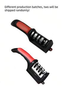 1 قطعة شاحذ سكاكين متعدد الوظائف - شاحذ سكاكين من الفولاذ المقاوم للصدأ 4 في 1 - طقم شحذ سهل الاستخدام وأنيق مع 4 فتحات شحذ، شاحذ سكاكين يدوي أسود - أداة شحذ 4 مراحل قابلة للفصل، شحذ متعدد الأغراض للمطبخ. يمكن شحذ الشفرات بسهولة