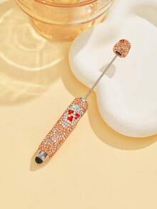 1/3/5/10pcs Multi-Color Luxury Fruit Crystal Beads Pen Refill, Black Ink, Smooth Writing, Full Covered Rhinestone Ballpoint Pen, Creative DIY Jewelry Pen, School/Office/Study Supplies, Gift