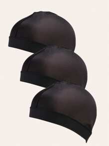 3Pcs/1pc Men's Breathable Satin Turban Wave Cap - Elastic Running Fitness Headwear, Adjustable Stretchy Design Sport Hat