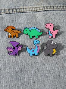 1/6 Stück Cartoon Kreativ Dinosaurier Pterodaktylus Triceratops Brosche, Legierung Öltropfen Abzeichen Bekleidungszubehör Taschendekoration, Spaßstecknadeln, Anstecknadel, Cap-Pins, Schulranzen-Pins