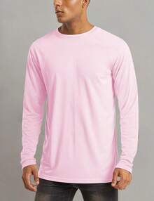Men's Long Sleeve Shirts UPF 50+ UV Sun Protection Athletic Shirts For Hiking Running Workout Rash Guard-2025 - Baby Pink - View 9
