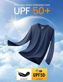 Men's Long Sleeve Shirts UPF 50+ UV Sun Protection Athletic Shirts For Hiking Running Workout Rash Guard-2025 - Navy - View 10
