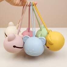 便携式硅胶奶嘴收纳盒，泰迪熊设计奶嘴容器带挂带，婴儿奶嘴架 - 彩色 - 查看 5