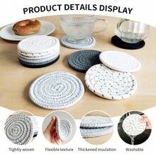 12pcs/Set Gray Series Round (4.33inch) Coaster Set, Minimalist Handwoven Thick Heat-Resistant Drink Coasters, Suitable For Most Cups, Suitable For Home, Dining Table Decor, Applicable To Bar, Cafe, Restaurant