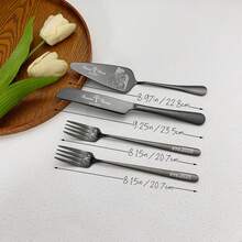 Engraved Photo Wedding Cake Cutting Set, Personalized Cake Server Knife And Forks, Custom Cake Cutter Serving Set For Bridal Shower, Wedding Gift, Unique Gifts For Anniversary Housewarming Birthday Christmas