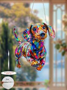 1 件亚克力腊肠犬窗饰 - 彩色塑料亚克力腊肠犬捕光器，动物主题墙饰，卧室、厨房、户外花园家居装饰，爱狗人士的乔迁礼物