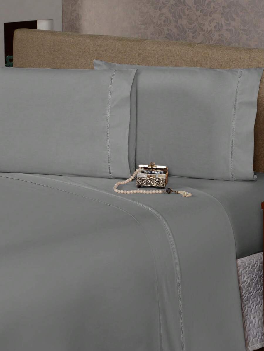 King Size Top Sheet In Percale 180 Thread Count - Grey - View 1