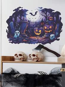 1 件万圣节墙贴，节日装饰，南瓜和蝙蝠图案，家居装饰贴纸万圣节装饰秋季装饰房间装饰墙壁装饰贴纸墙贴万圣节装饰万圣节装饰