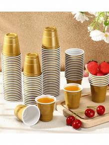 100 pièces Verres à shot en plastique, verres à shot miniatures polyvalents en plastique de 2 oz, verres à shot miniatures jetables de 2 oz, tasses à cocktail jetables, tasses à boissons, tasses d'échantillonnage, petites tasses réutilisables faciles à nettoyer pour les spiritueux, les cocktails, les jus et les sauces, convenant à toutes les réunions, jeux de fête, photos de fête, vacances, fêtes, fêtes d'Halloween ou de Noël