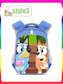 Bluey حقيبة ظهر بلوي، حقيبة مدرسية كرتونية سعة كبيرة، حقيبة مدرسية خفيفة الوزن وعادية