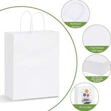 20/50 件定制开学白纸礼品袋，带手柄，个性化图片和文字，坚固耐用的包装袋，适合开学季、节假日、生日礼物 - 彩色 - 查看 6