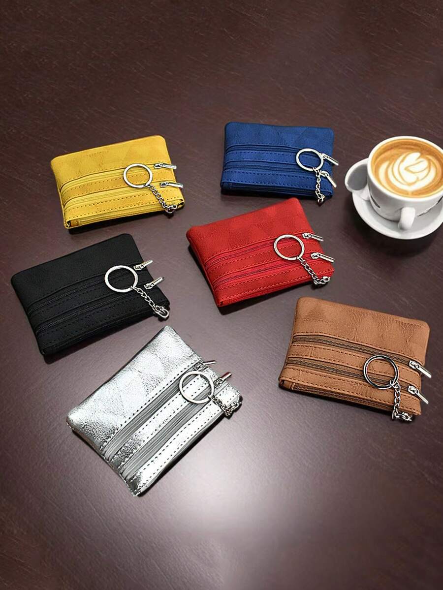 女士零钱包，小型卡包，时尚钥匙迷你零钱包，便携简约钥匙链零钱包，女士钱包，迷你钱包，钱包，钥匙链卡包 - 彩色 - 查看 1