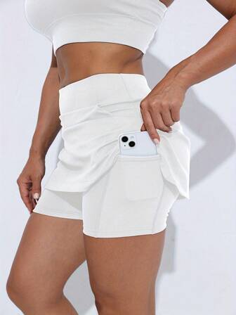 休闲百搭户外纯色高腰短裤裙