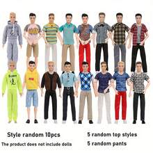 10pcs/Set 11.5-Inch Boy Doll Clothes Assortment, Including 4 Random Tops, 4 Pants, 2 Pairs Of Shoes, Children Party Gift Package, Great For Christmas And Birthday Parties, Doll Not Included - Multicolor - View 11
