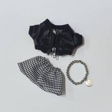 Set completo di vestiti da 17 cm per la bambola - Outfit estivo con cappello, gonna, collana adatto per portachiavi Macaron | Moda cieca per la 1a/2a generazione | Accessorio ciondolo mini borsa