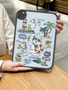 Kỳ nghỉ trên đảo nhiệt đới, Tận hưởng những ngày cuối hè - Tranh minh họa theo phong cách kỳ nghỉ | Ốp lưng máy tính bảng chống rơi, tích hợp lớp bảo vệ dày 360 độ cho máy tính bảng 10.9" thế hệ thứ 10, ốp bảo vệ bằng da di động cho máy tính bảng 10.2". - Nhiều màu - Xem 1