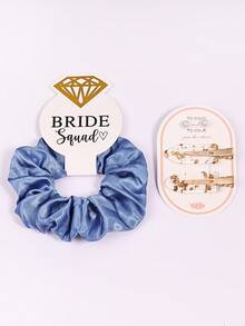 2 Sets Elegant Satin Hair Scrunchies & Faux Pearl Hair Clips Set, Gold Foil Hair Clips, Bridal Party Crystal Hair Scrunchies, Damage-Free Hair Accessories, Suitable For Weddings, Engagements, Bachelorette Parties, Hair Decor, School Supplies, Gifts, Head Accessories