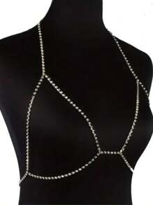 1 件装水钻链文胸，女士水晶首饰身体链，性感比基尼夜总会身体首饰配饰