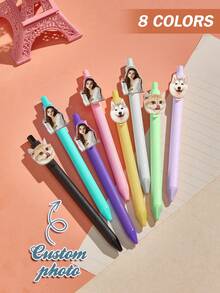 1pc Customized Gift Pen, Idol Inspired Stationery, Exquisite Personalized Pen, Customized Plastic Black Ink Ballpoint Pen, Multi-Color Plastic Pen Options, Novel Style, Colorful, Cute, Minimalist, Kawaii, Fashion, Personalized, Unique Customized Gift, Fan Customized Pen, Suitable For Mother's Day, Back To School, Valentine's Day And Other Gifts - Multicolor 2 - View 8