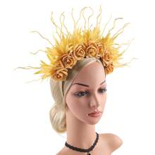 1Pc Feather Headbands For Women Double Sided Foam Flower Crown Headband Wide Hairband Flower Headpiece For Wedding Party Halloween