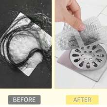 10/20 包一次性排水毛发收集器盖地漏贴纸淋浴网适用于浴室地板浴缸下水道方形过滤器自粘贴纸 3.9 * 3.9 英寸 - 銀色 - 查看 7