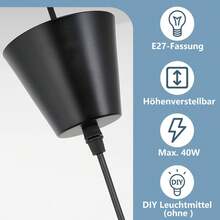 ZMH Hanging Lamp Black Pendant Light E27 - Hanging Lamp Vintage 60/80/100/120/140CM Pendant Lamp Dining Room Retro Chandelier Dining Table Lamp Kitchen Living Room Without Light Source - màu đen - Xem 8