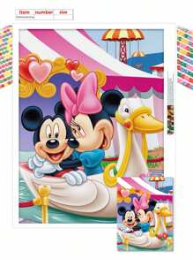 Disney 1 PIEZA Pintura de diamantes 5D con diseño completo de Disney, Mickey y Minnie celebrando en una tienda con patos. Manualidades para principiantes adultos, decoración colgante, suministros de muebles.