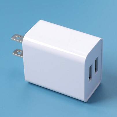 5V 2.1A 双口充电器适配器，美规插头，双 USB 快速充电器，兼容 15、16、17、OnePlus 等手机，USB 墙式充电器