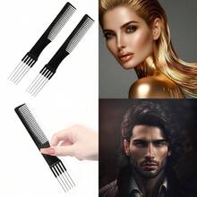 2 Paquetes de Peineta Moldeadora con Púa de Metal, Peines para Mujeres, Peine Moldeador para Peinado, Negro - Negro - Ver 1