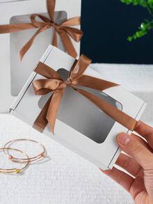 12 cajas de papel kraft con lazo de cinta, cajas de papel corrugado con ventana, cajas de regalo, cajas de envío, cajas de embalaje, cajas de correo