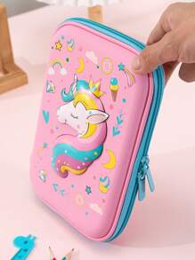 Large Capacity Multi-Functional Stationery Box With Random Zipper Pull, Essential For Back To School