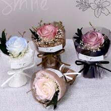 Pocket Rose Soap Flower Bouquet, Mini Preserved Rose Gift, Dried Flower Mini Souvenir, Girlfriend Birthday Decor, Mini Sunflower, Blue Rose, Red Rose, Pocket Romance - Multicolor - View 10