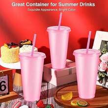 12 Pcs Reusable Glitter Cups With Lids And Straws 24 Oz Plastic Tumbler Iced Coffee Cup Travel Mug Party Cups For Smoothie Juice Birthday Sleepover Party Supplies For Girls(Light Pink) - 1 - Xem 5
